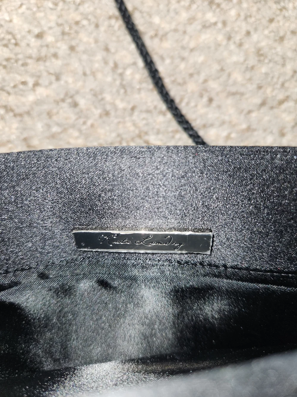 Black Satin Chain-Handle Evening Clutch
